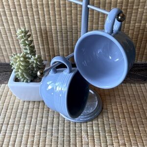 NWOT: Vintage FIESTAWARE BY HLG: 2 Tea Cups in Heather Blue